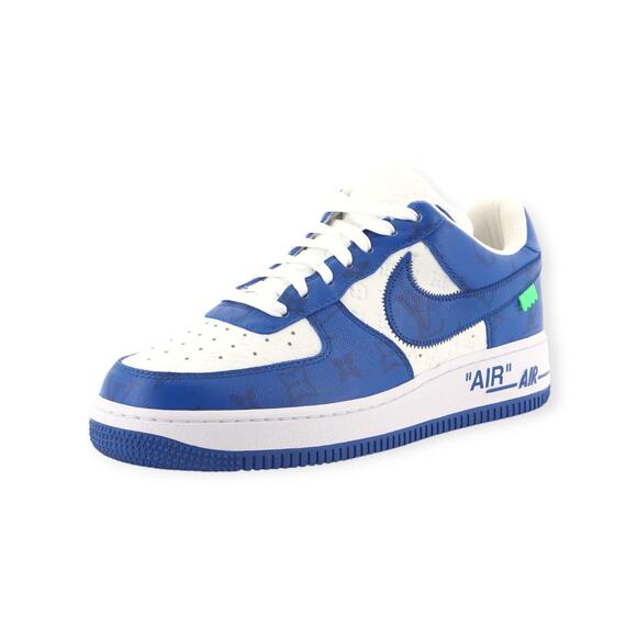 Louis Vuitton x Nike Air Force 1 Low Top Sneaker Blue White Size 7 (M) 8.5 (W) - Picture 1 of 5